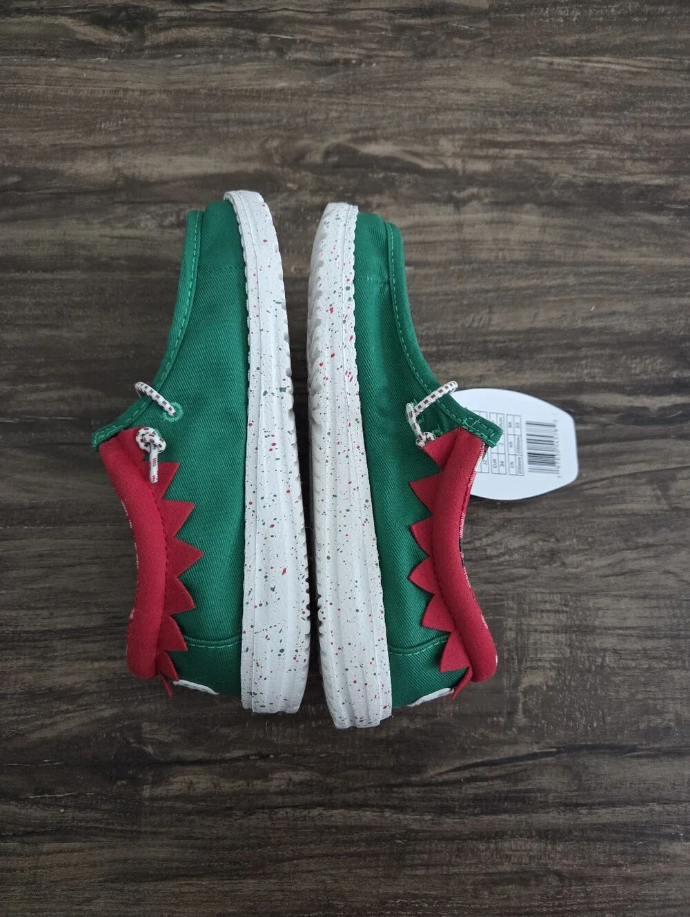 Hey Dude Youth Wally Holiday Elf Kids Christmas Slip On Shoes
